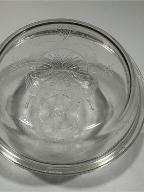 Vintage Glasbake 506 Filigree Etched Clear Glass Covered Casserole Dish